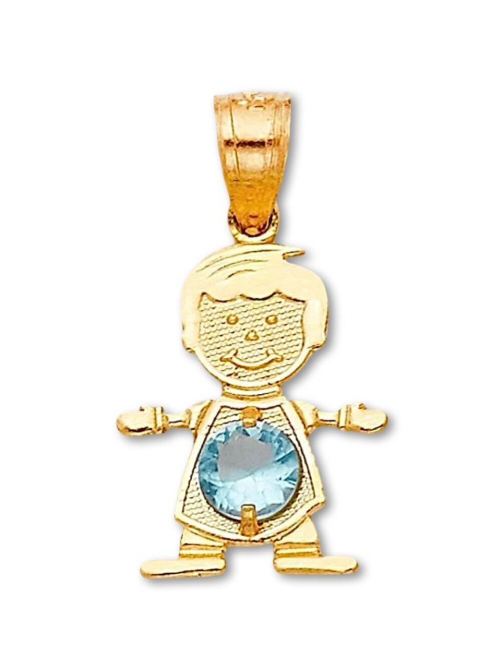14k Real Yellow Gold March Birthstone Boy Charm By Tehrani Jewelry